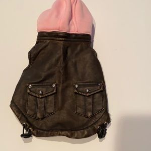 Hip Doggie leather coat with hood.